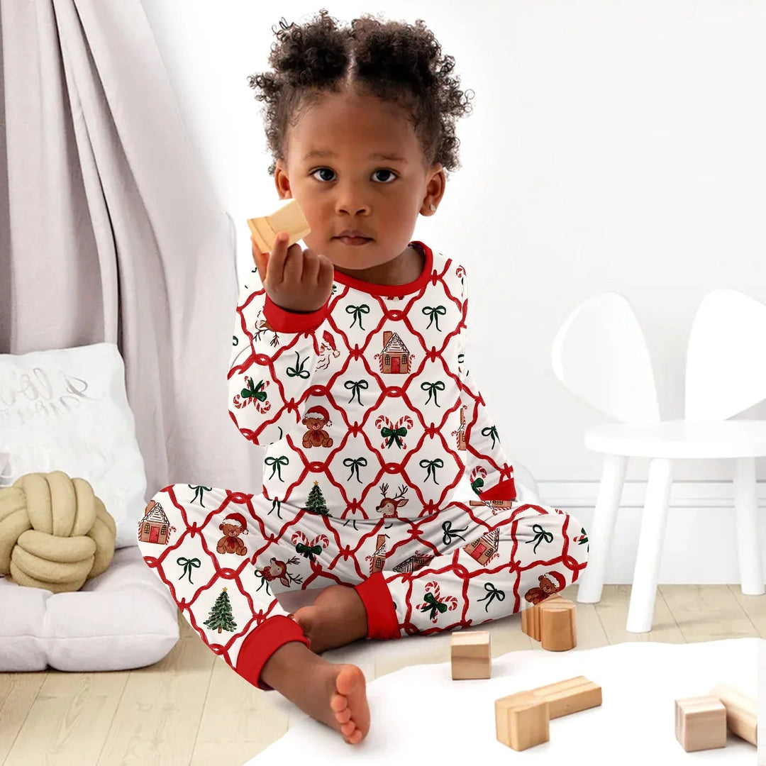 Vintage Christmas Two Piece Long Sleeve Pajama Set - Zumbamboo