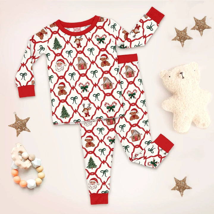 Vintage Christmas Two Piece Long Sleeve Pajama Set - Zumbamboo