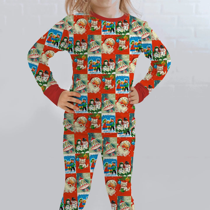 Vintage Holiday Joy Two Piece Long Sleeve Pajama Set - Zumbamboo