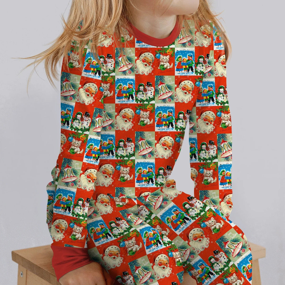 Vintage Holiday Joy Two Piece Long Sleeve Pajama Set - Zumbamboo