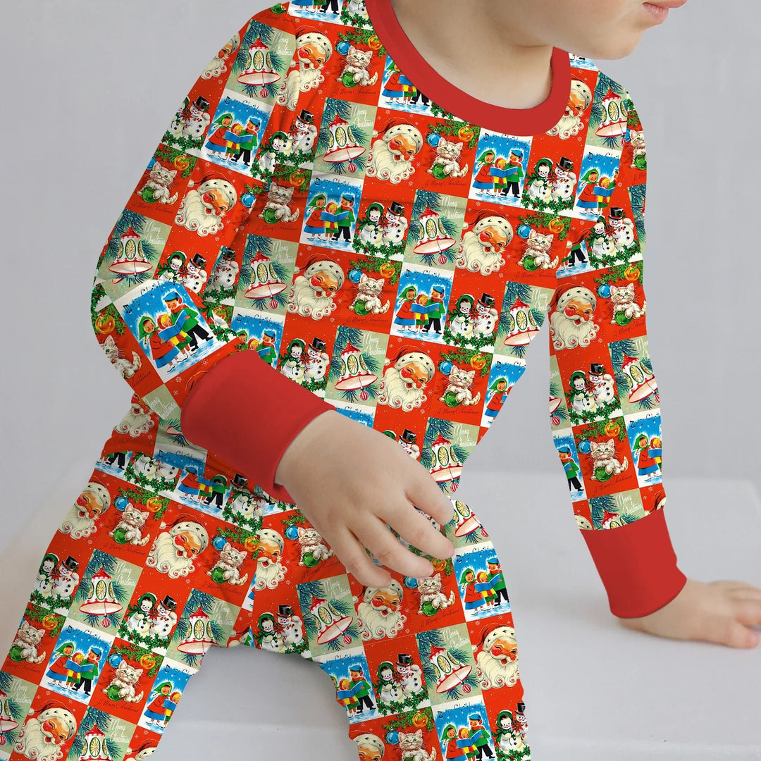 Vintage Holiday Joy Two Piece Long Sleeve Pajama Set - Zumbamboo