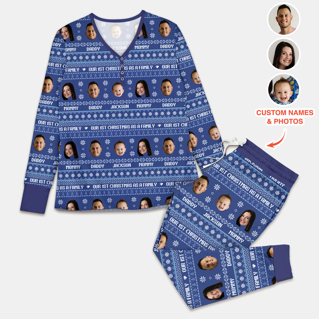 Custom Photo Our 1st Christmas as a Family Women Pajama Set