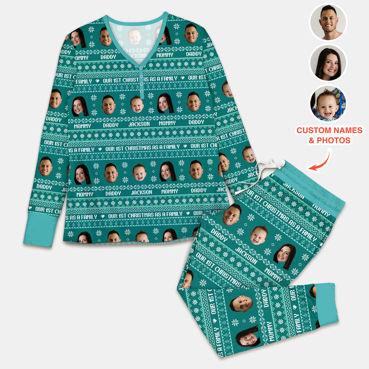 Custom Photo Our 1st Christmas as a Family Women Pajama Set