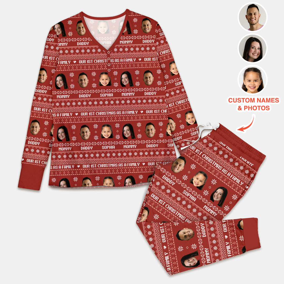 Custom Photo Our 1st Christmas as a Family Women Pajama Set