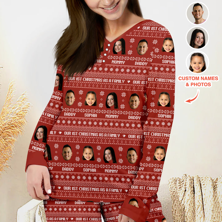 Custom Photo Our 1st Christmas as a Family Women Pajama Set
