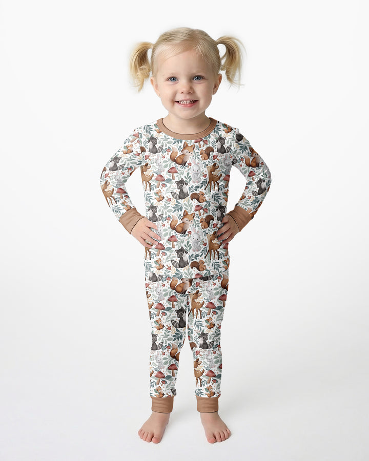 Whimsical Woodland Friends Bamboo Two Piece Long Sleeve Pajama Set