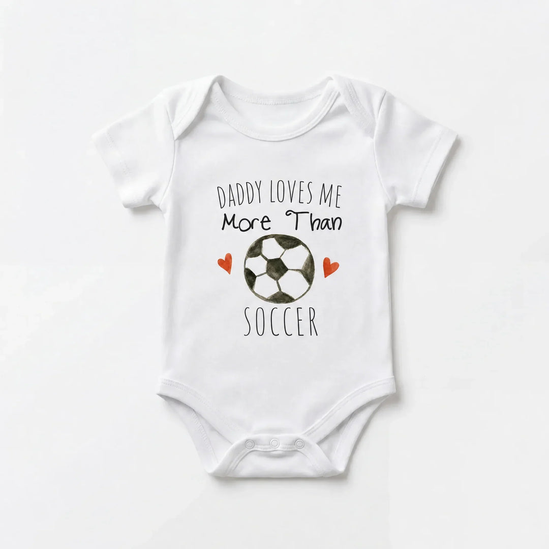 Daddy Loves Me More Than Soccer Baby Bamboo Bodysuit
