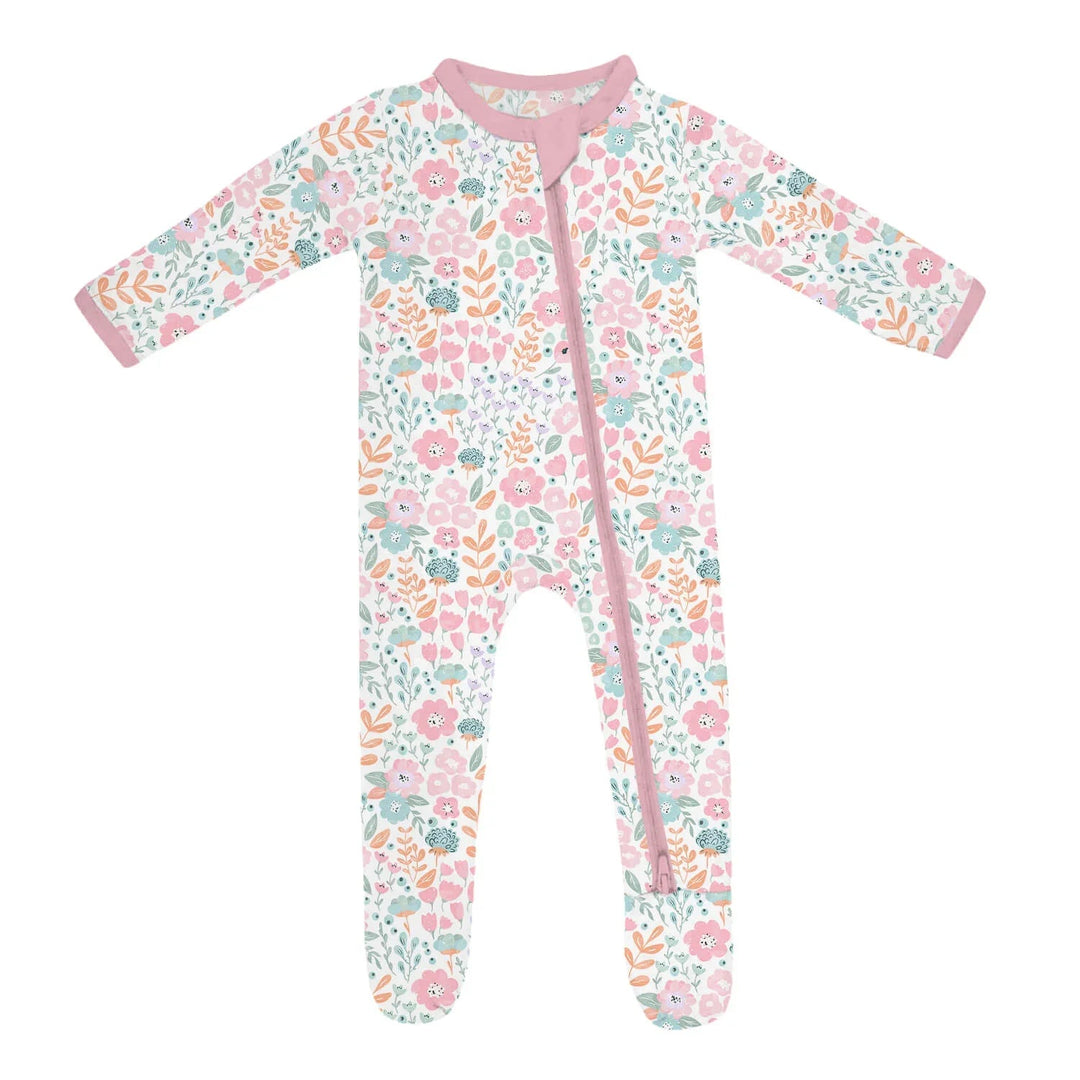 Willow's Whimsy Floral Footie Zippered Romper - Zumbamboo