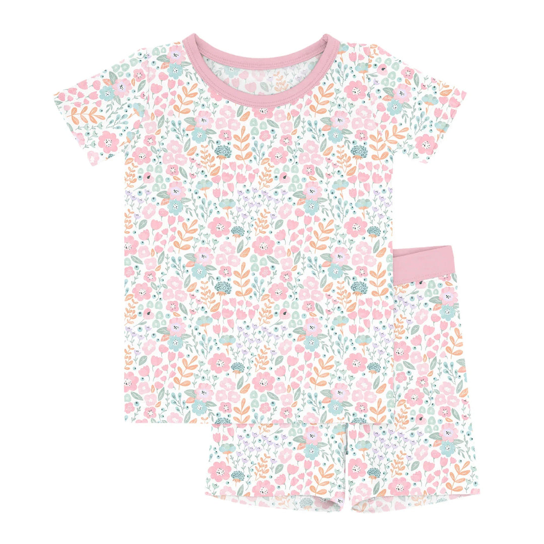 Willow's Whimsy Floral Two - Piece Short Sleeve Shorts Pajama Set - Zumbamboo