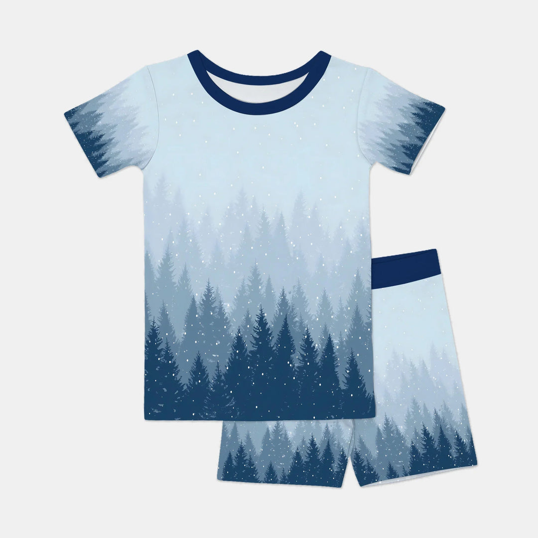 Winter Forest Two Piece Short Sleeve Shorts Pajama Set - Zumbamboo