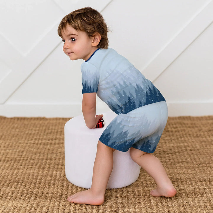 Winter Forest Two Piece Short Sleeve Shorts Pajama Set - Zumbamboo