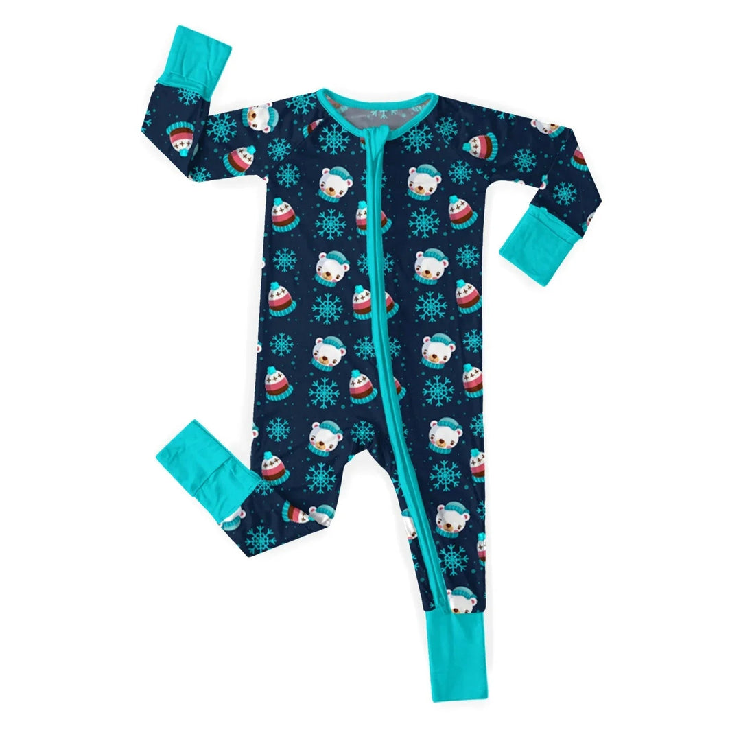 Winter Polar Bear Convertible Zippered Romper - Zumbamboo