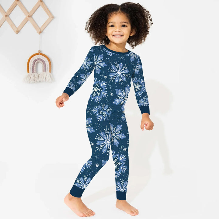 Winter Snowflakes Two Piece Long Sleeve Pajama Set - Zumbamboo