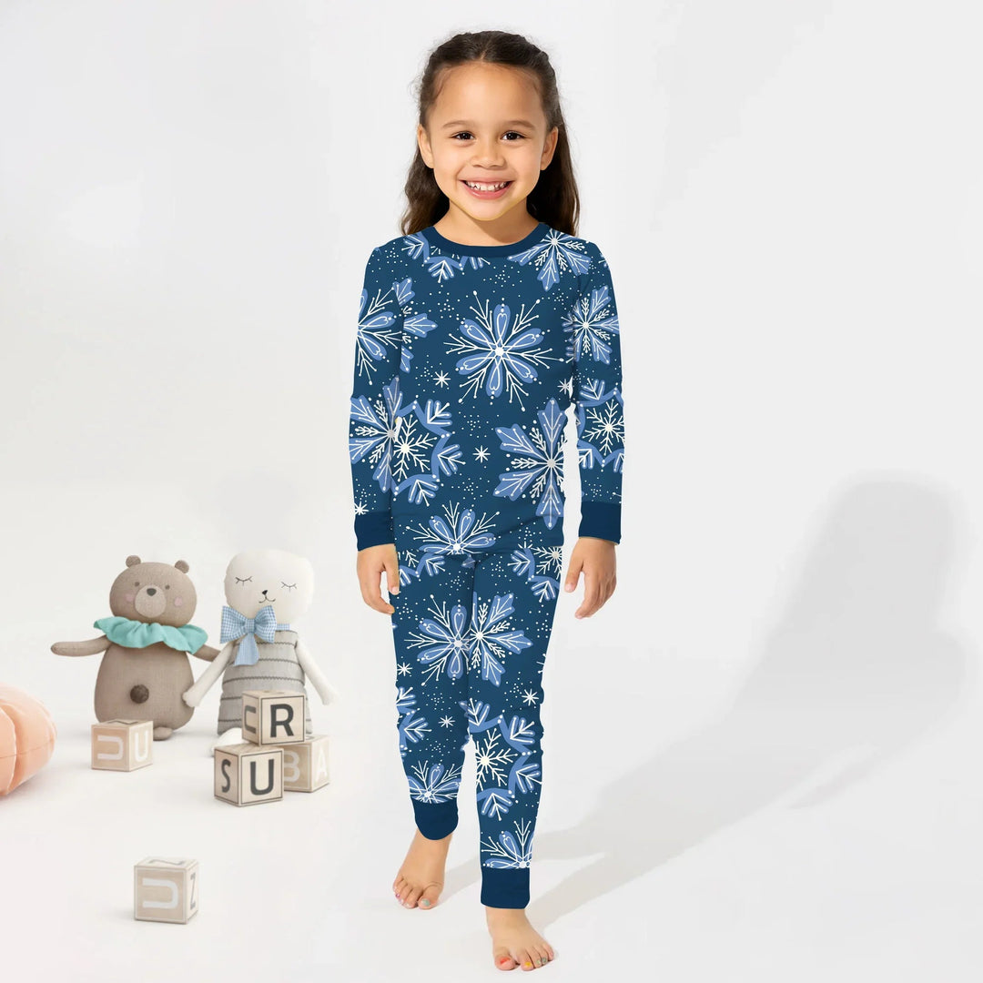 Winter Snowflakes Two Piece Long Sleeve Pajama Set - Zumbamboo