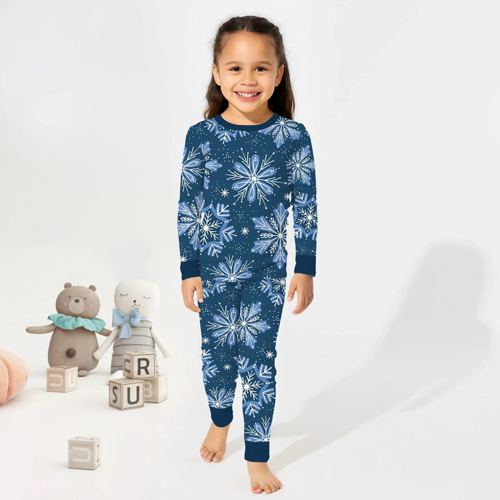 Winter Snowflakes Two Piece Long Sleeve Pajama Set - Zumbamboo