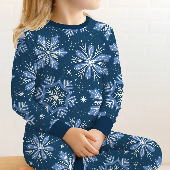 Winter Snowflakes Two Piece Long Sleeve Pajama Set - Zumbamboo