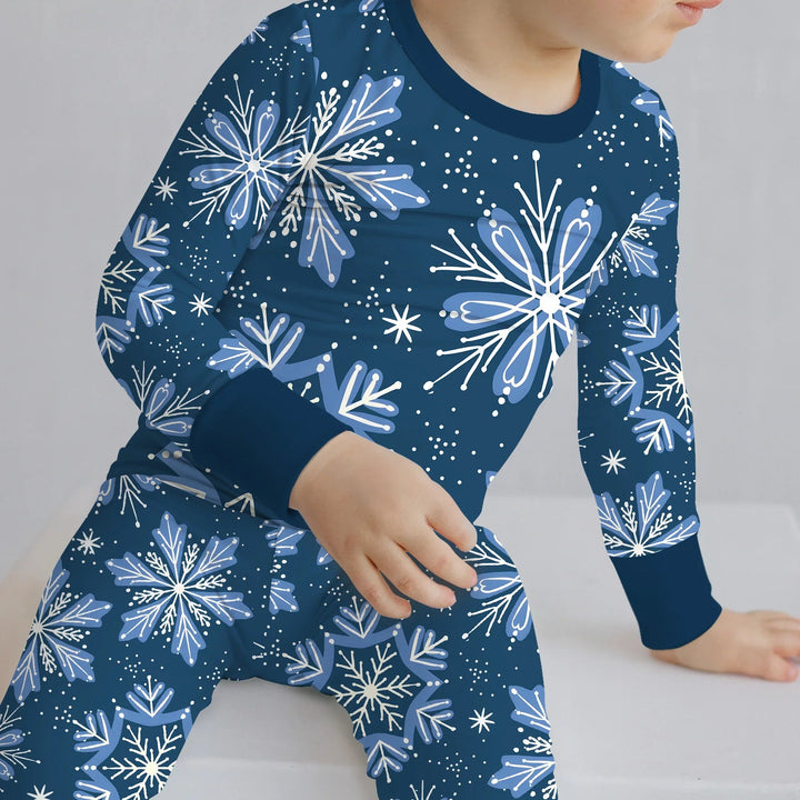 Winter Snowflakes Two Piece Long Sleeve Pajama Set - Zumbamboo