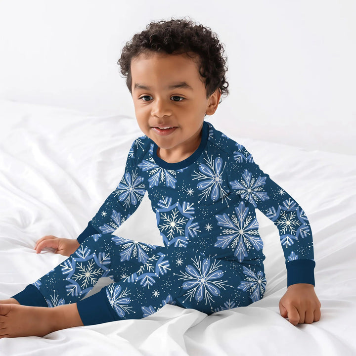 Winter Snowflakes Two Piece Long Sleeve Pajama Set - Zumbamboo