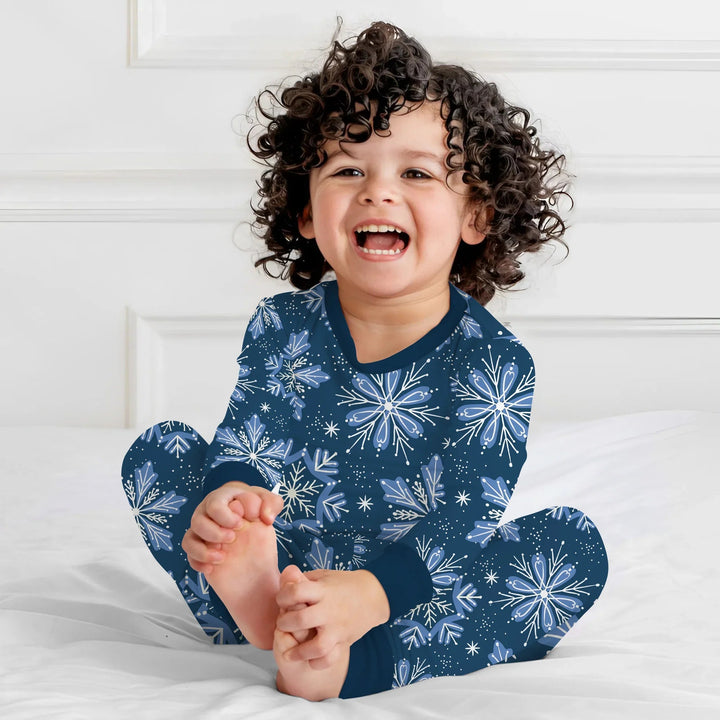 Winter Snowflakes Two Piece Long Sleeve Pajama Set - Zumbamboo