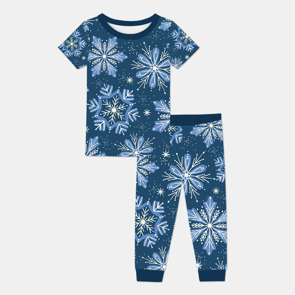 Winter Snowflakes Two Piece Short Sleeve Pajama Set - Zumbamboo