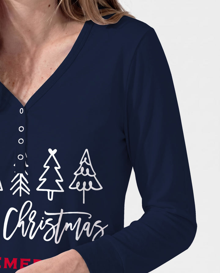 Custom Christmas Tree Bamboo Women Pajama Set