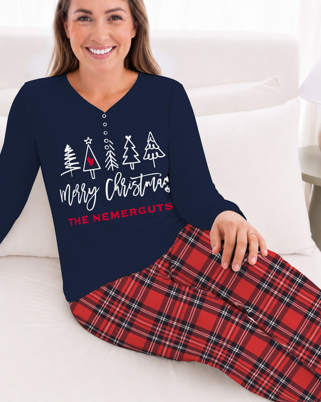 Custom Christmas Tree Bamboo Women Pajama Set