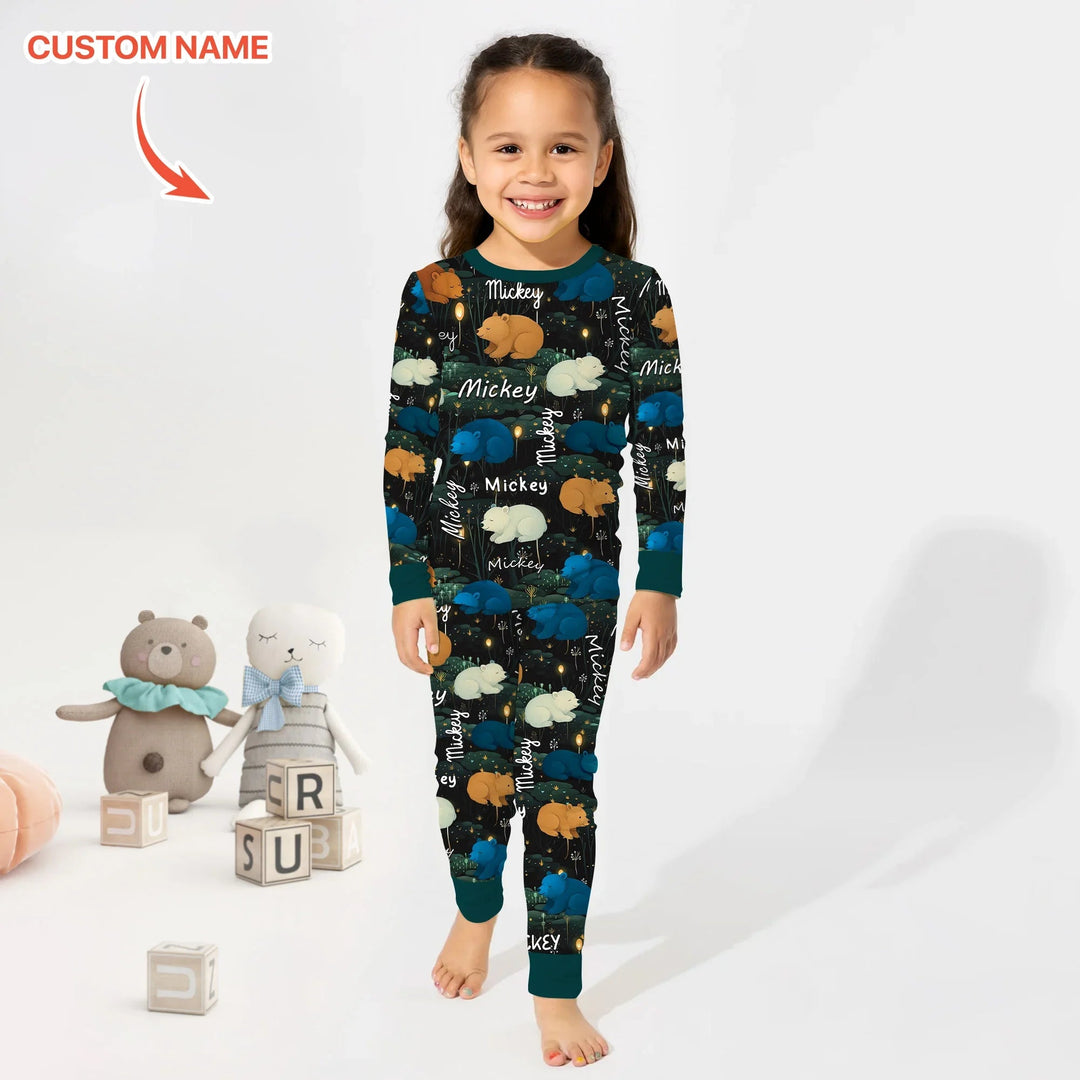 Woodland Whimsy Custom Name Two Piece Long Sleeve Pajama Set - Zumbamboo