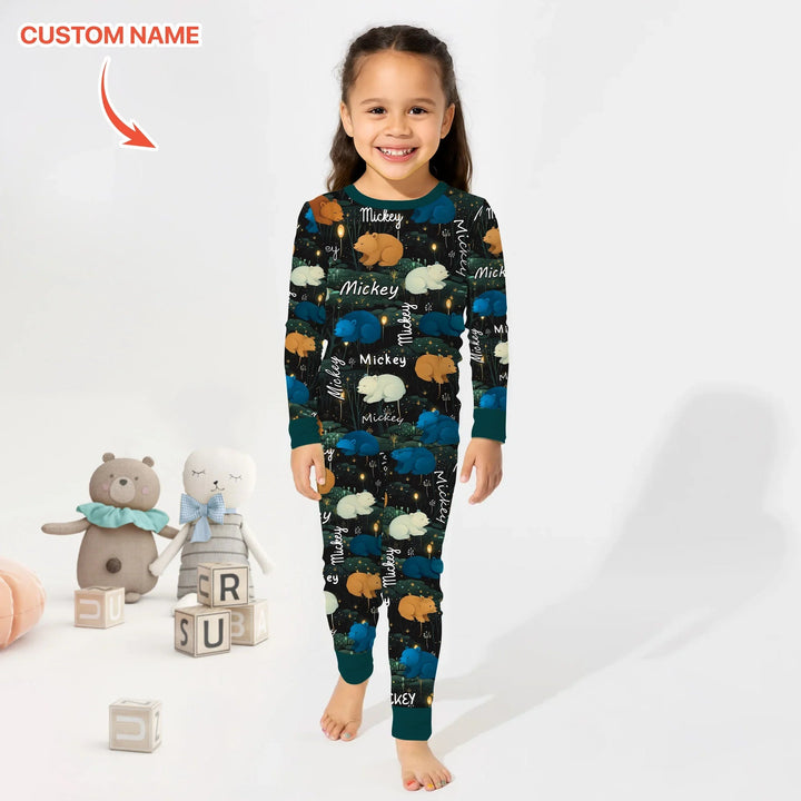 Woodland Whimsy Custom Name Two Piece Long Sleeve Pajama Set - Zumbamboo