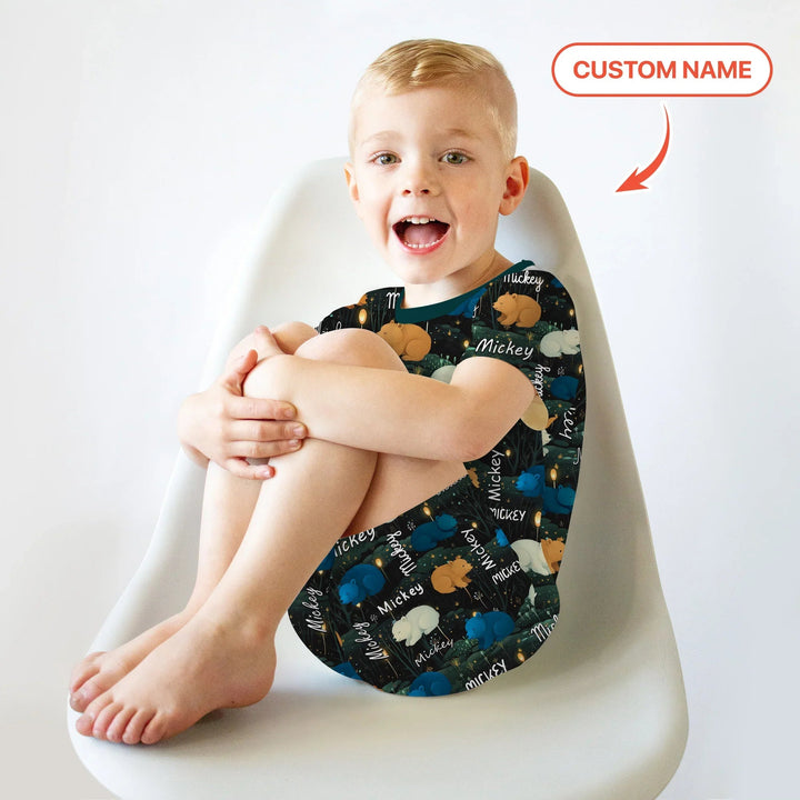 Woodland Whimsy Custom Name Two Piece Short Sleeve Shorts Pajama Set - Zumbamboo