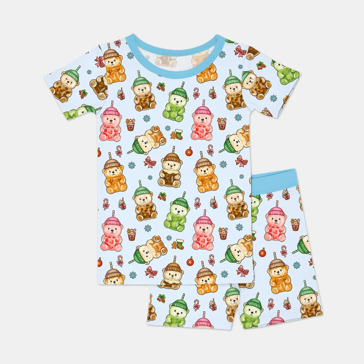 Holiday Bear Cup Two Piece Short Sleeve Shorts Pajama Set