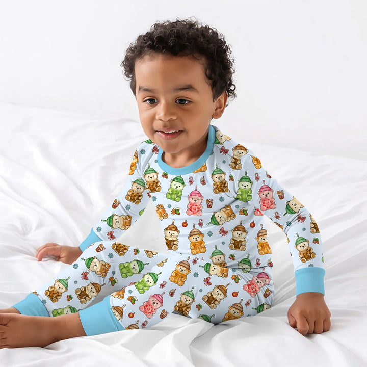 Holiday Bear Cup Two Piece Long Sleeve Pajama Set