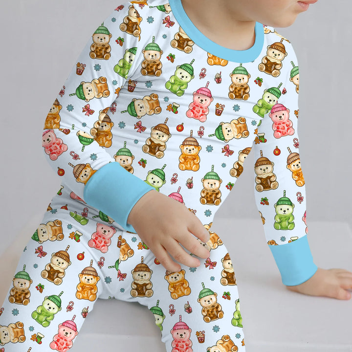 Holiday Bear Cup Two Piece Long Sleeve Pajama Set