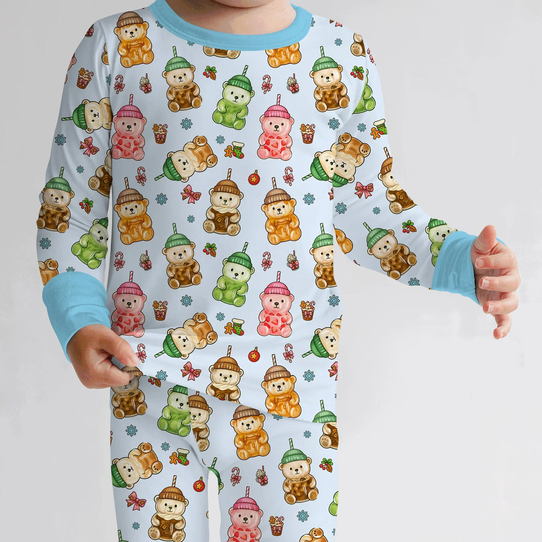 Holiday Bear Cup Two Piece Long Sleeve Pajama Set
