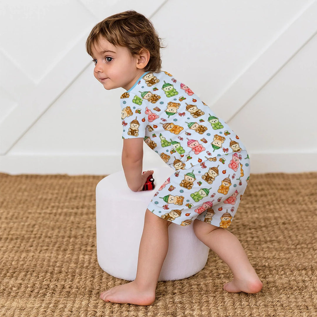 Holiday Bear Cup Two Piece Short Sleeve Shorts Pajama Set