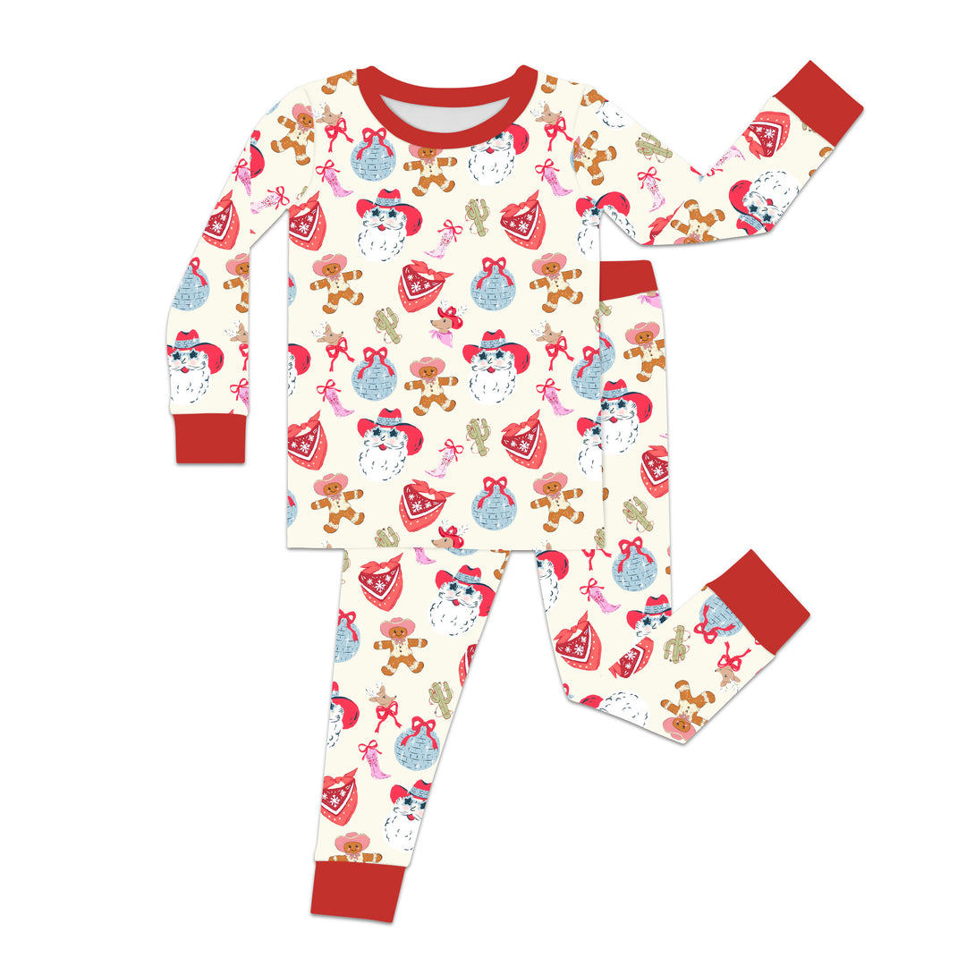 Lovely Western Christmas Girl Two Piece Long Sleeve Pajama Set