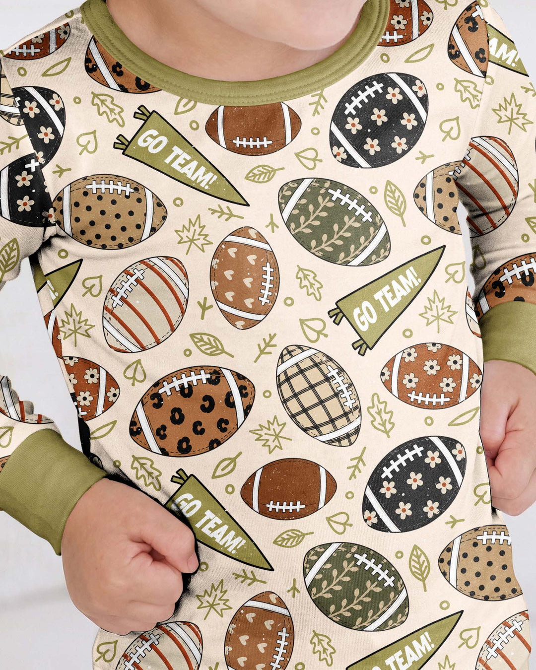 Football Fall Bamboo Two Piece Long Sleeve Pajama Set
