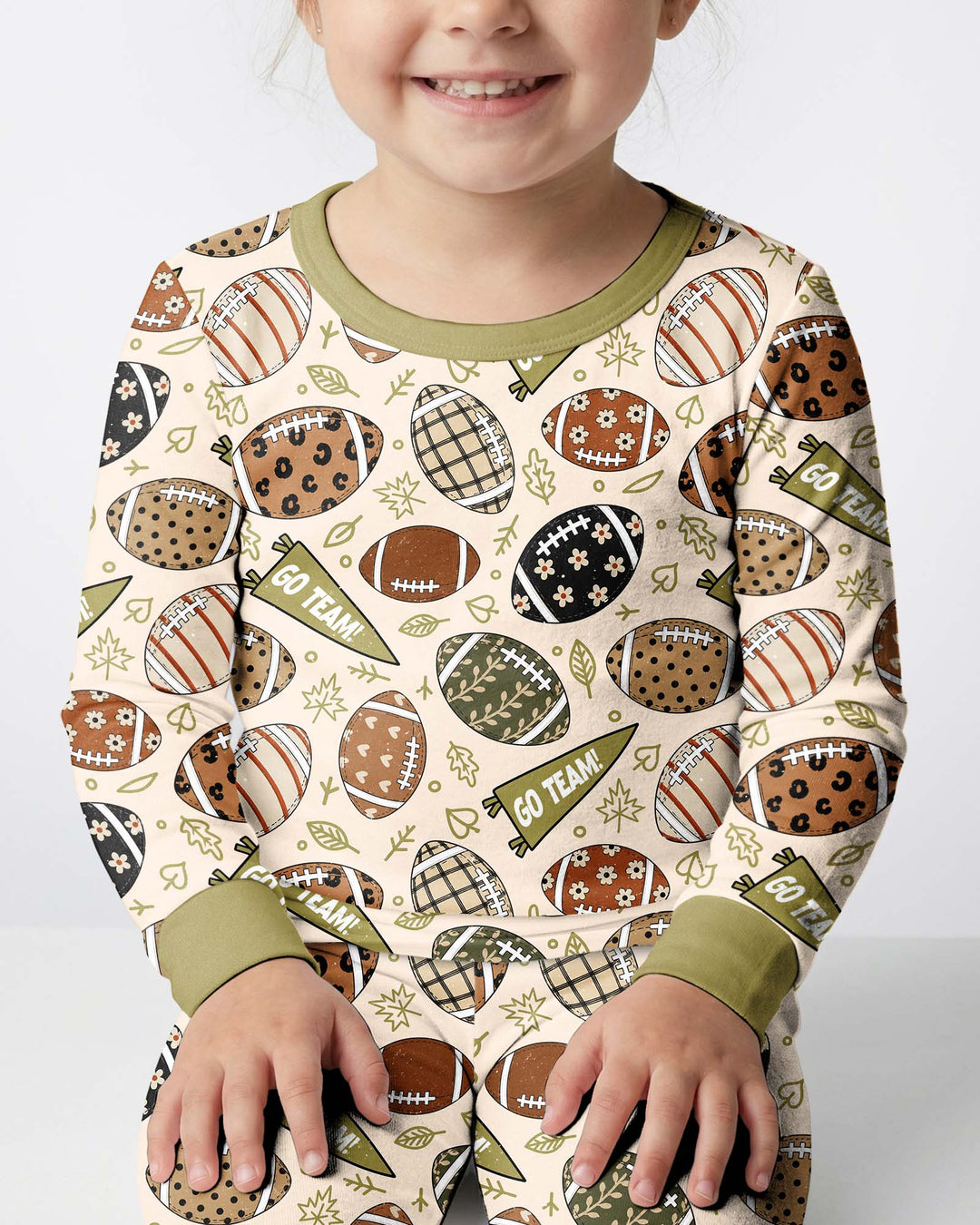 Football Fall Bamboo Two Piece Long Sleeve Pajama Set