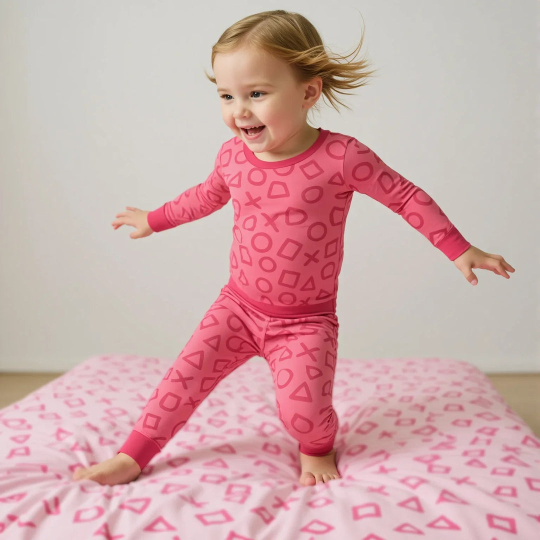 XOXO Shapes Two Piece Long Sleeve Pajama Set Girl Version - Zumbamboo