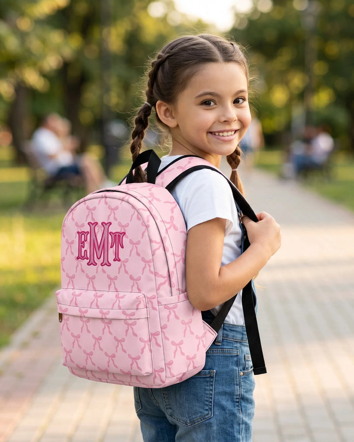 Custom Monogram Text Embroidered Backpack