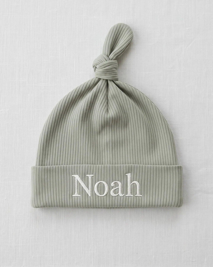Personalized Teddy Bear Embroidered Ribbed Bamboo Hat