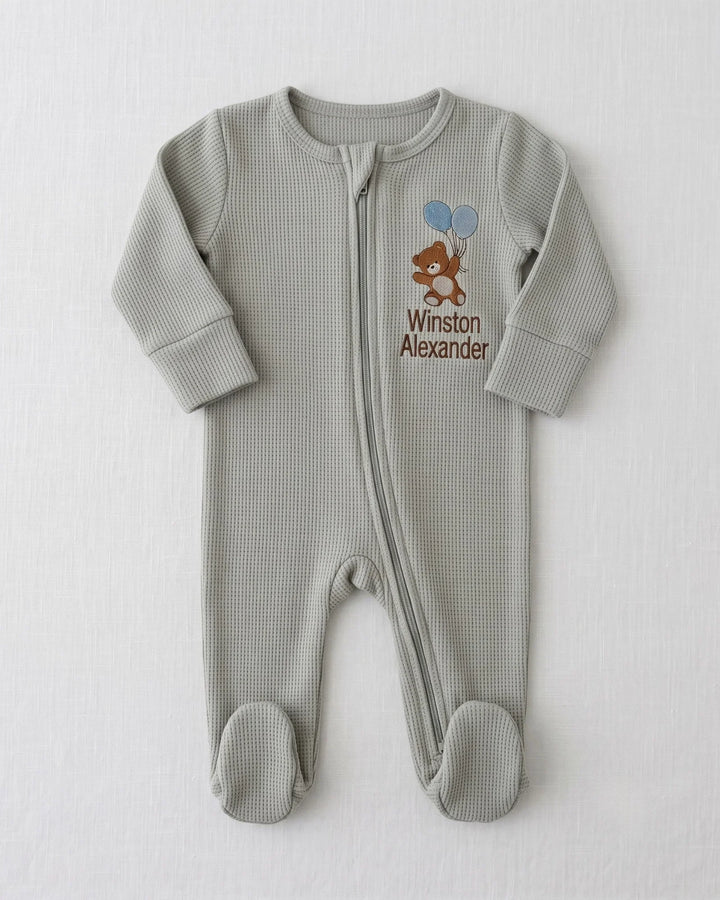 Personalized Dream Bear Embroidered Waffle Bamboo Welcome Home Bundle