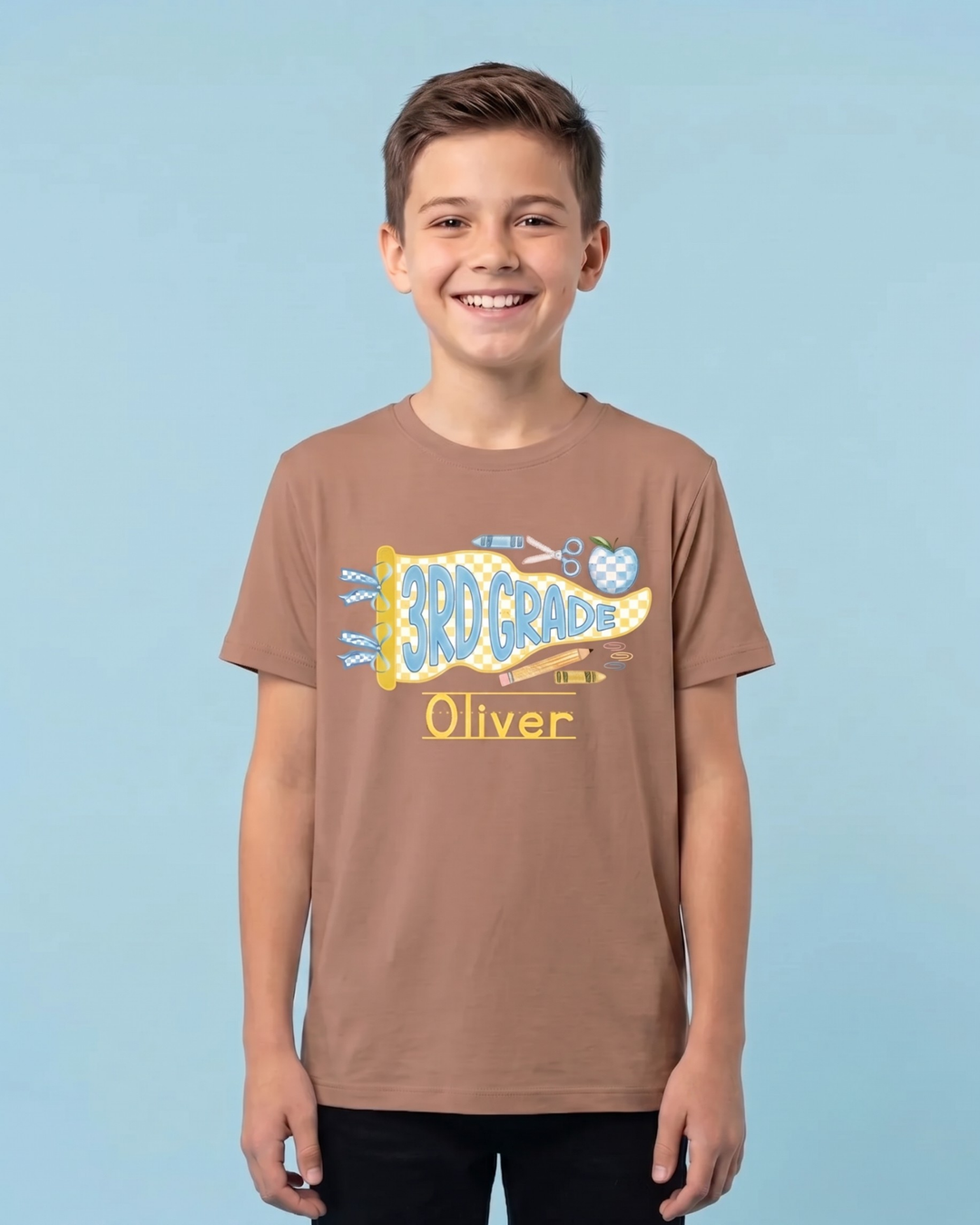 Custom Name Grade Penant Bamboo Crewneck T-Shirt