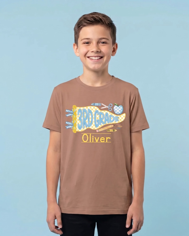 Custom Name Grade Penant Bamboo Crewneck T-Shirt