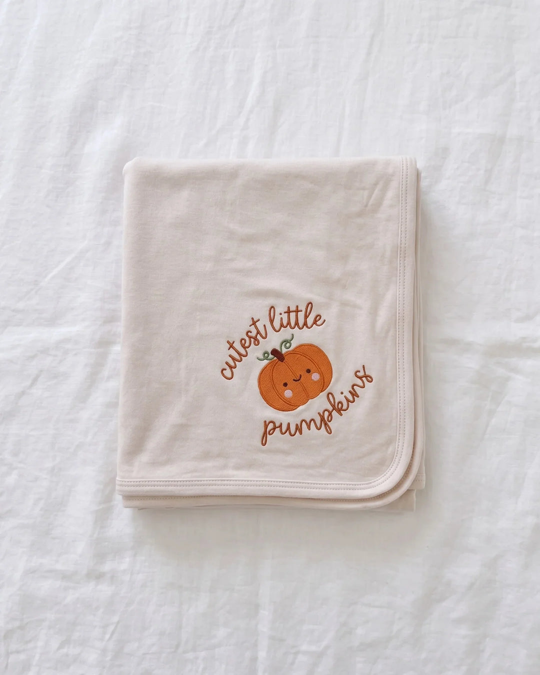 Personalized Cutest Little Pumpkin Embroidered Bamboo Blanket