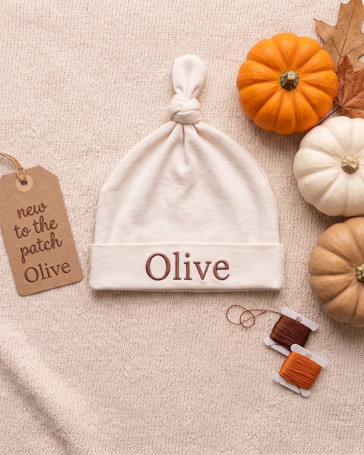 Custom Name New To The Pumpkin Patch Applique Embroidered Bamboo Hat