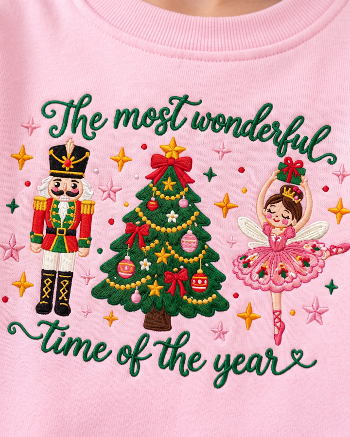Nutcracker The Most Wonderfull Time Of The Year Embroidered Bamboo Crewneck Sweatshirt