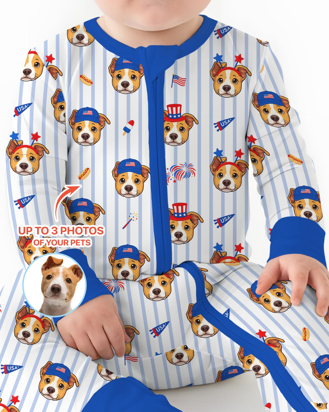 Custom Pet Image 4th of July Family Matching Bamboo Convertible Zippy