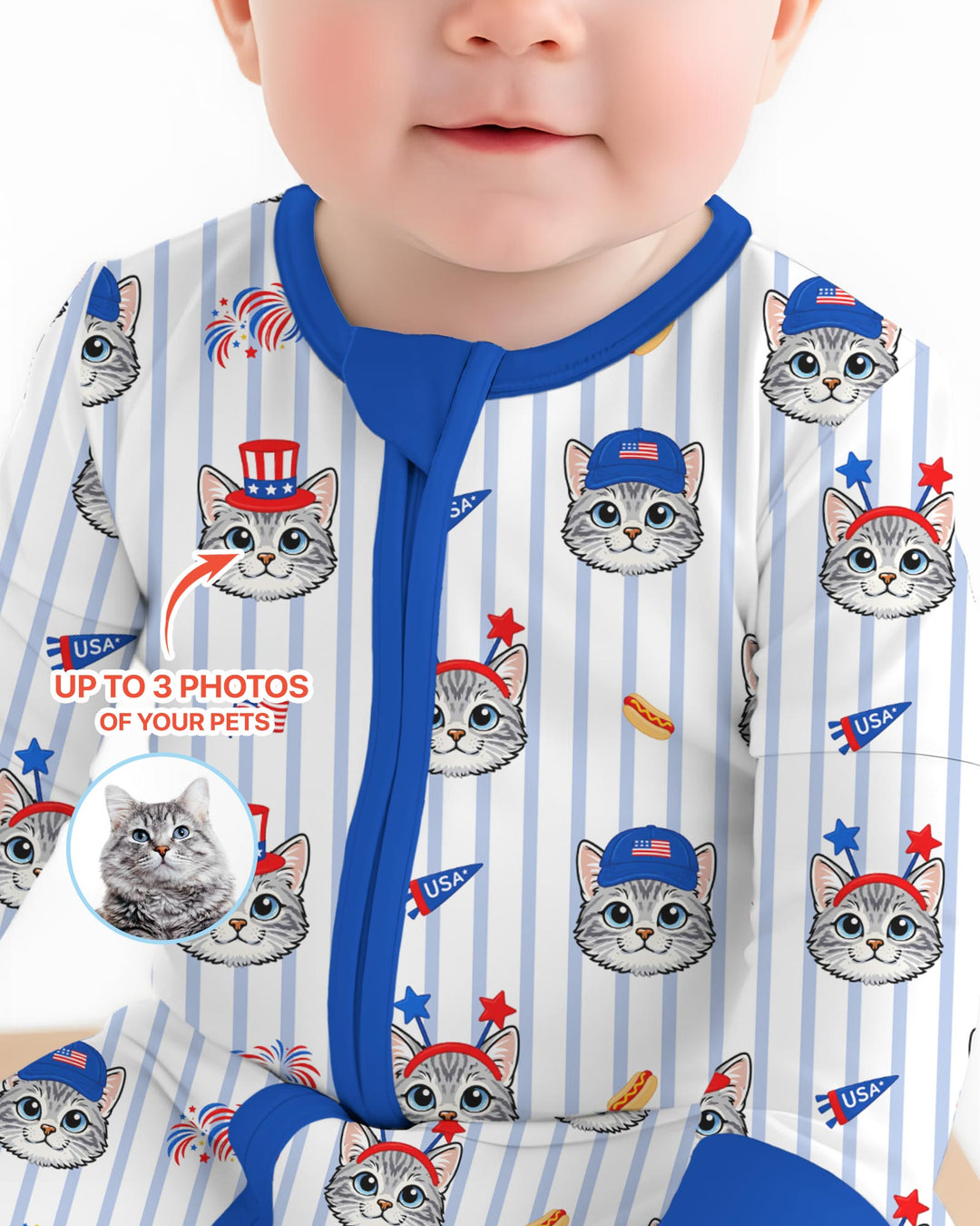 Custom Pet Image 4th of July Family Matching Bamboo Convertible Zippy