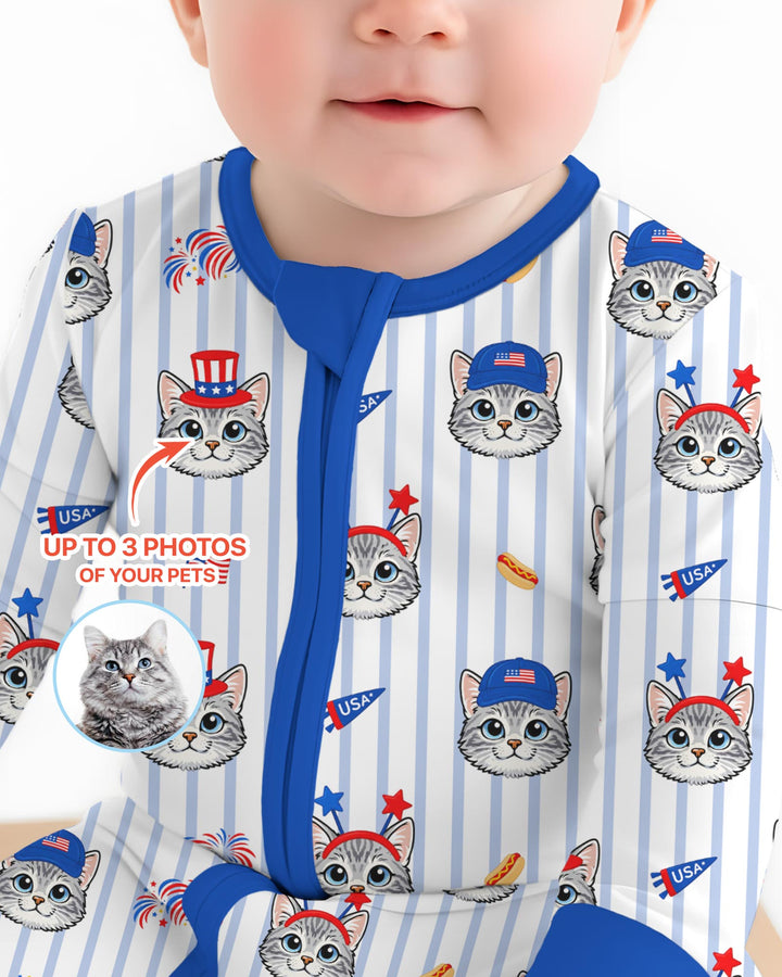 Custom Pet Image 4th of July Family Matching Bamboo Convertible Zippy