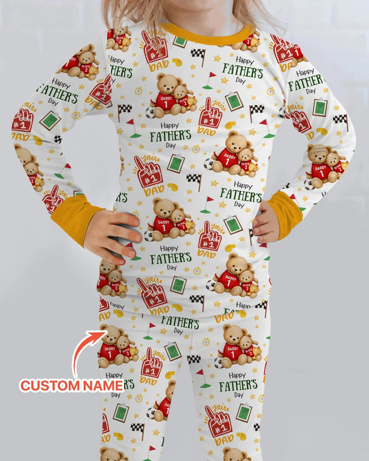 You're #1 Dad Daddy & Me Matching Bamboo Two Piece Long Sleeve Pajama Set